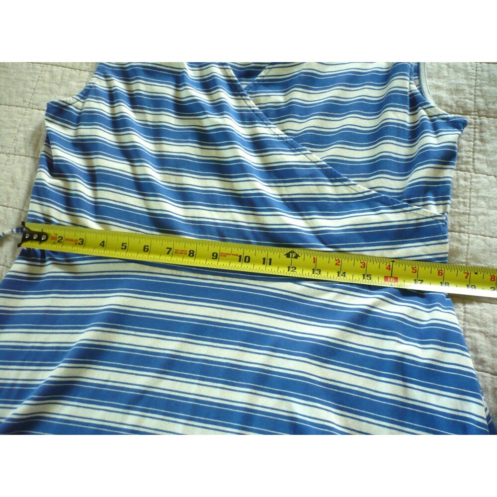 Talbots Faux Wrap Dress Women Sz XL Striped Jersey Knit Sleeveless Comfortable - Picture 8 of 10
